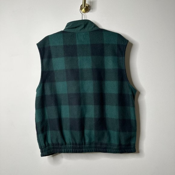 GAP Green/Black Plaid Full Zip Fleece Vest Men's Medium - Picture 4 of 4